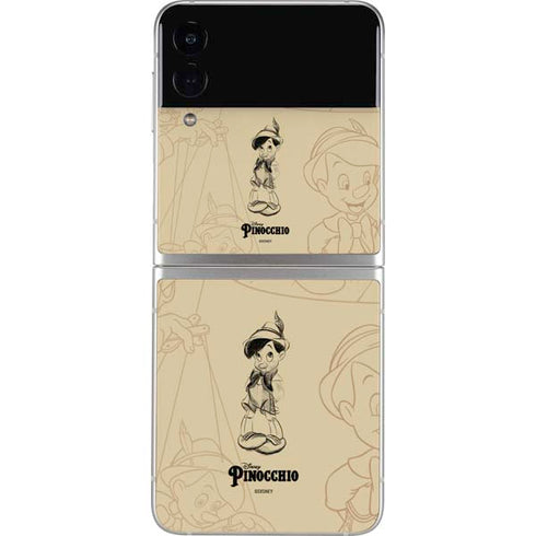Disney Pinocchio Sketches Portrait Galaxy Z Flip4 5G Skin
